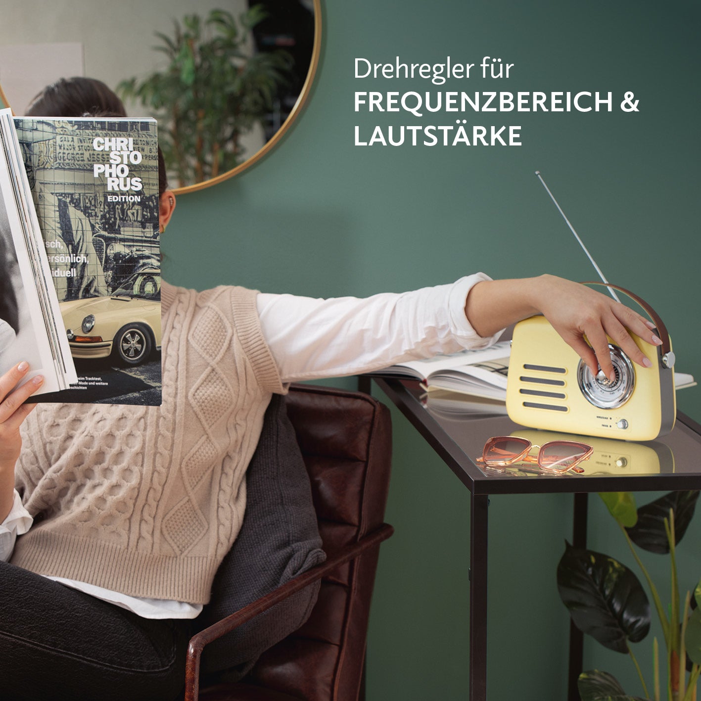 Radio Retro - Stil der 50er-Jahr - Vanille mit Drehregler für Frequenzbereich und Lautstärke, Teleskopantenne und analoger Anzeige
