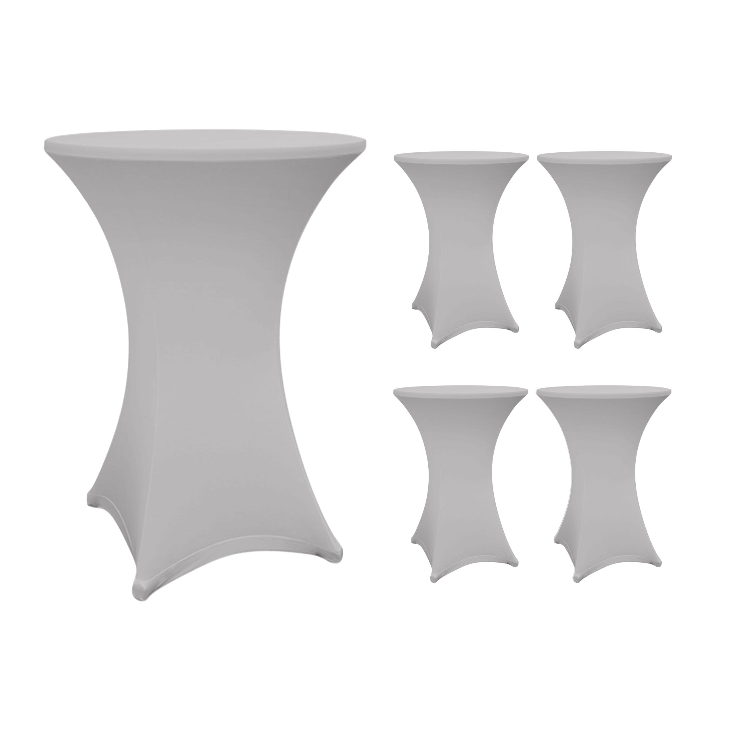 Stehtischhusse - Tisch Bezug - Husse Ø 70-75 cm Silbergrau 5er-Set, elastisch, abwischbar, waschbar, für drinnen und draußen.