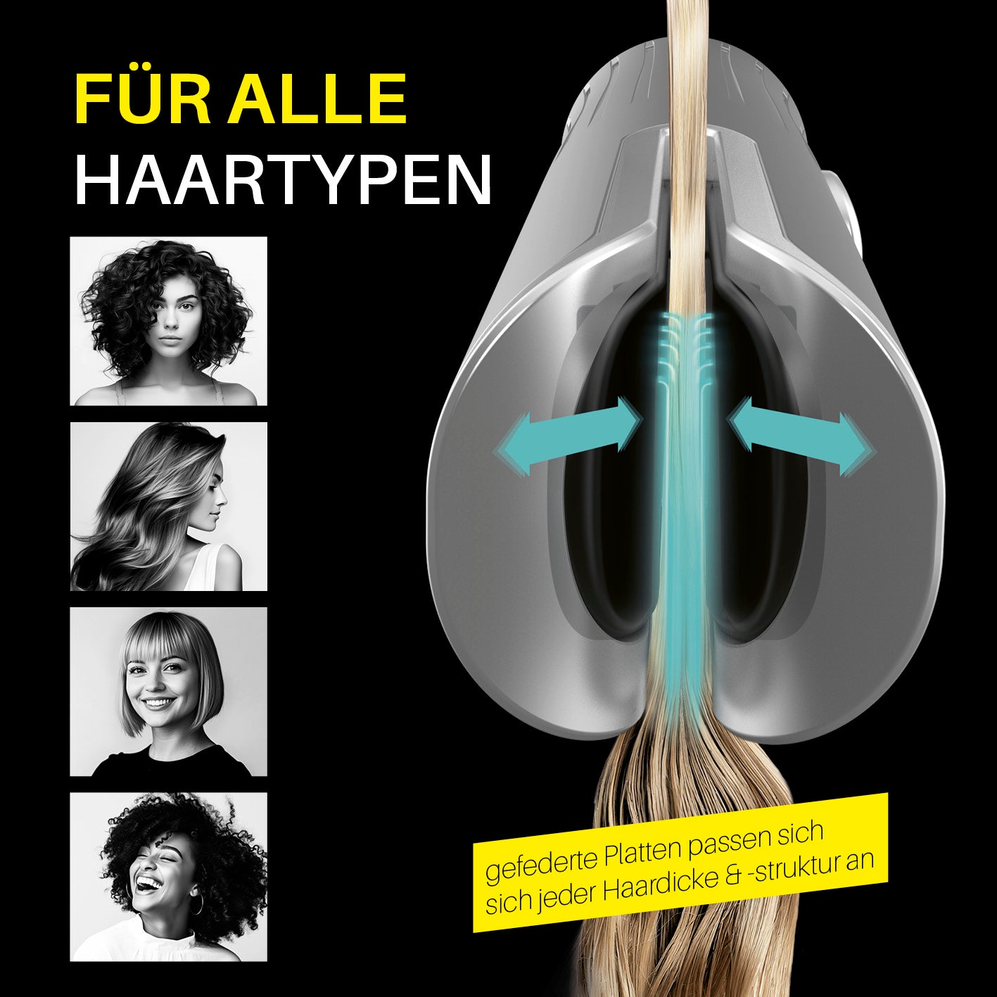 STYLE & SHINE by VITALmaxx Straight & Air Styler mit federnden Platten für alle Haartypen, schützt Haarstruktur und glättet sanft.