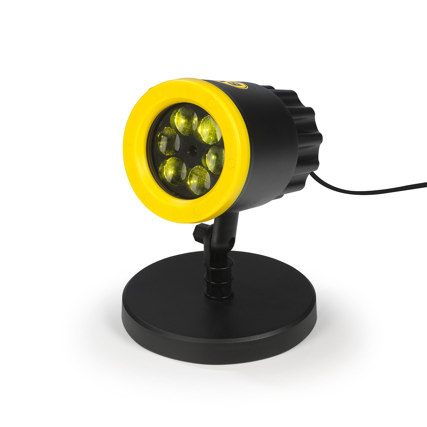 LED-Motivstrahler - Projiziert das BVB-Logo, wetterbeständig, mit Indoor-Sockel, rotierende Logos, für innen und außen geeignet.