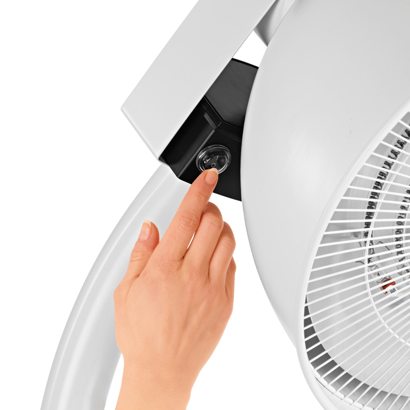 Infrarot-Heizstrahler mit Standfuß, Hand bedient Heizstufe, moderner Carbon-Infrarot-Strahler mit verstellbarem Lampenkopf.