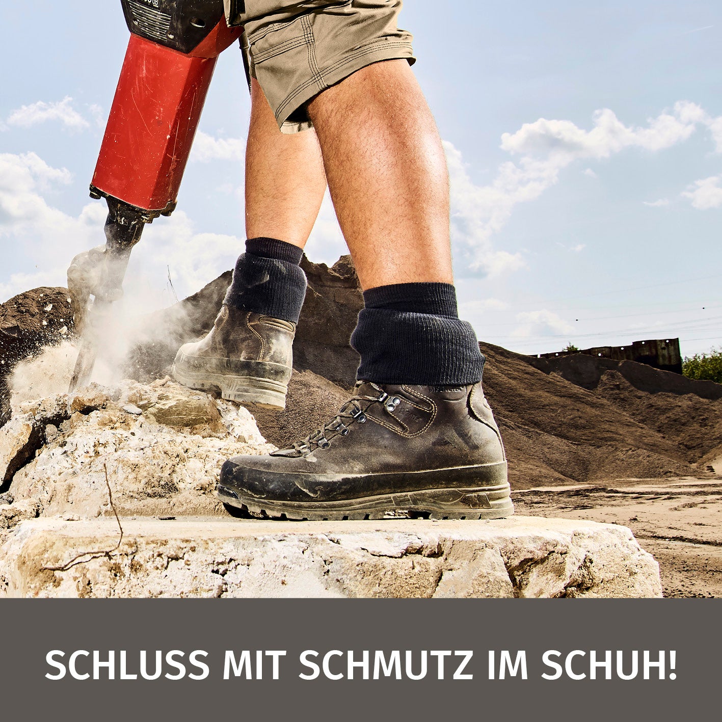 Funktions-Socke mit Doppelschaft - 2er-Set - Größe 44-47 schützt vor Schmutz im Schuh mit Silikonstoppern und Polsterung für Bauarbeiten.