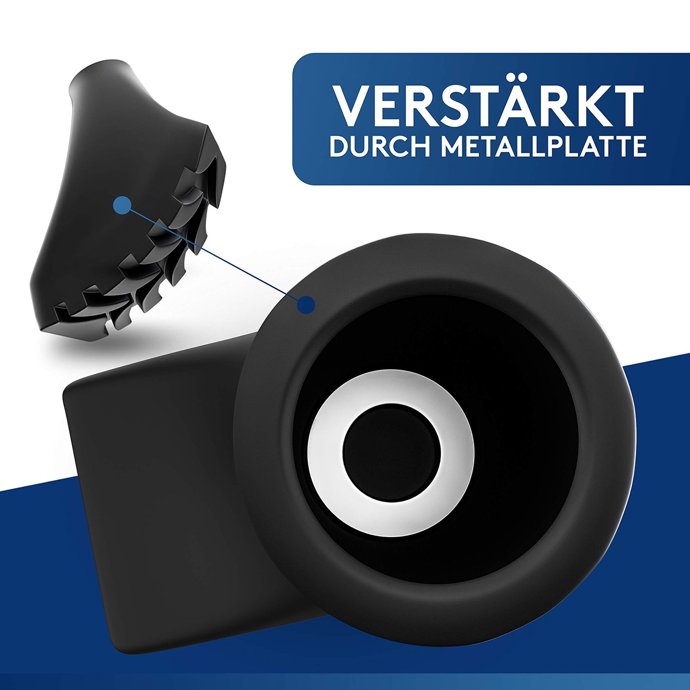 Wanderstock Aufsatz-Set - 14 Stück - Gelände mit verstärkter Metallplatte für langlebigen, stoßdämpfenden Schutz auf allen Untergründen.