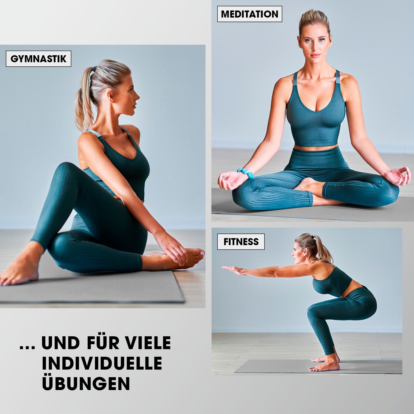 Fitness- und Gymnastikmatte - 190 x 100 x 1 cm - Grau, rutschfest, robust und ideal für Gymnastik, Meditation und Fitnessübungen.