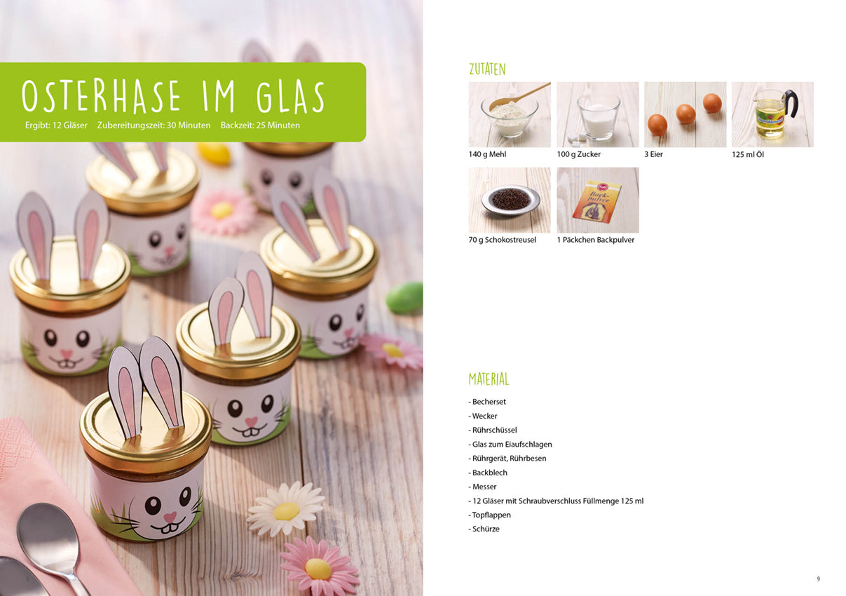 Rezeptbuch (Ergänzungsexemplar ohne Messbecher) - Band 8 - Kreative Motivkuchen zeigt Osterhasen im Glas als Backidee für Kinder.