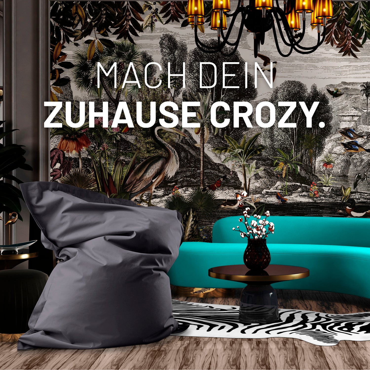 Sitzsack Classic XXL (380 L) Anthrazit in modernem Wohnzimmer, vielseitig für drinnen & draußen, besonders komfortabel und robust.