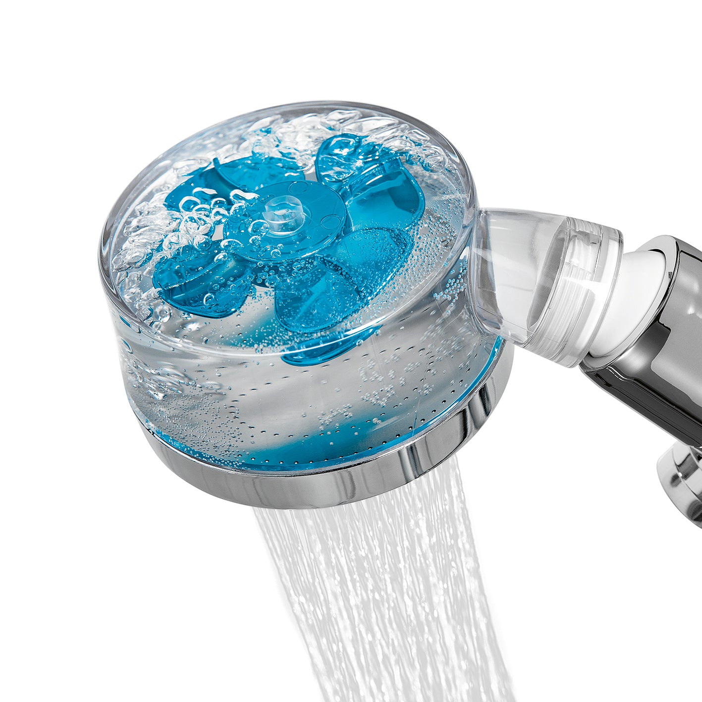 Duschkopf mit Stopp- & Druckregler, mit starkem Wasserdruck, Stopp-Taste und flexiblem 360°-Kugelgelenk für alle Anschlüsse.