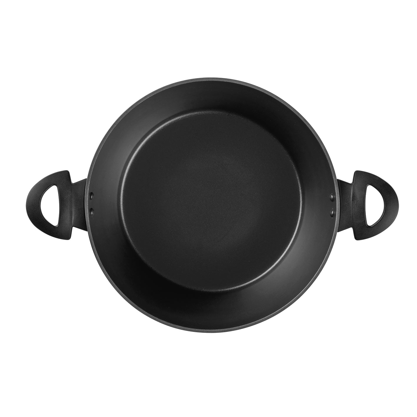 Aluminium-Kochtopf geschmiedet - 20 cm - schwarz, robust, kratzunempfindlich mit Cool-Touch-Griffen, für alle Herdarten geeignet.