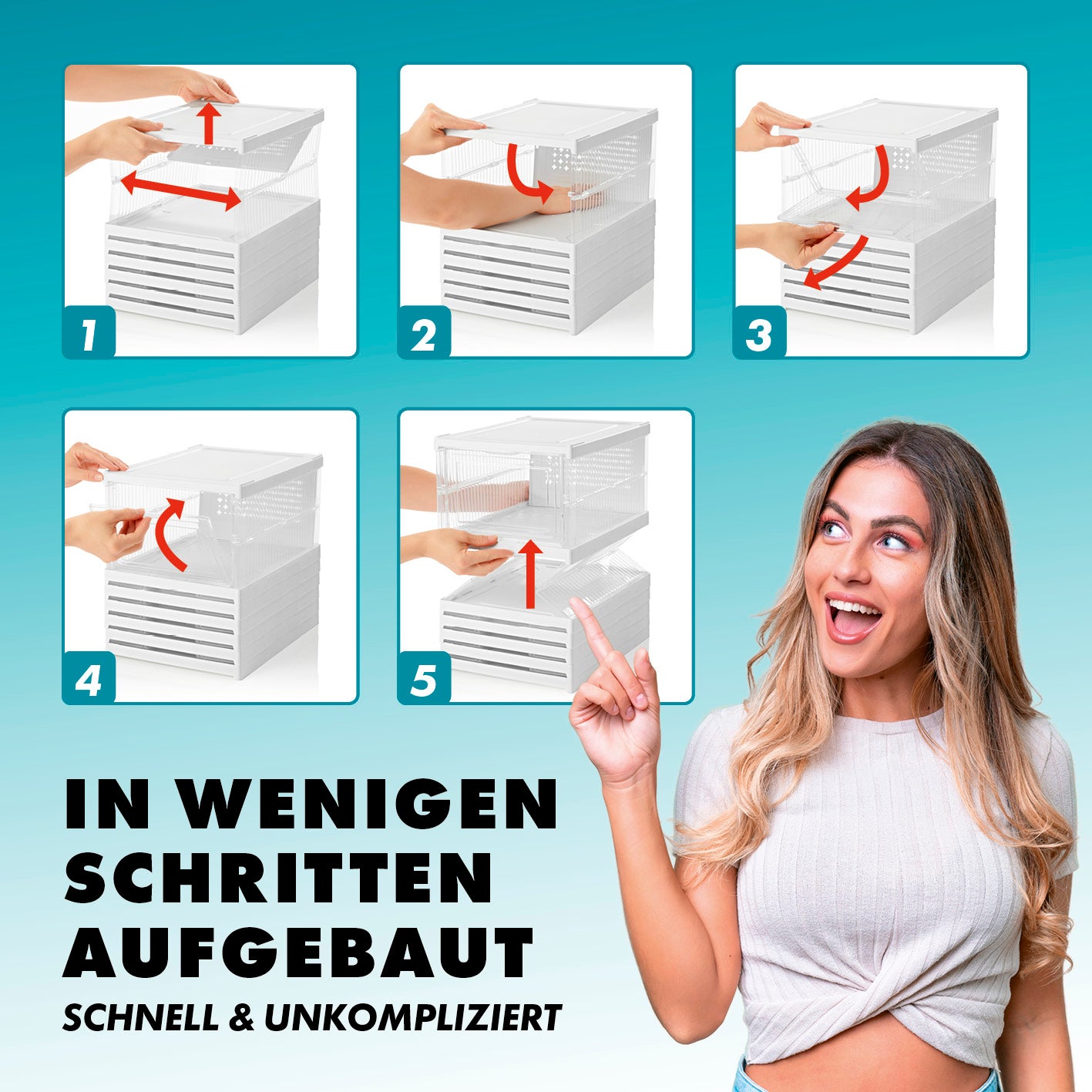 Faltbares Schuhregal mit 6 Fächern, faltbar und vormontiert, einfach in wenigen Schritten schnell und unkompliziert aufgebaut.