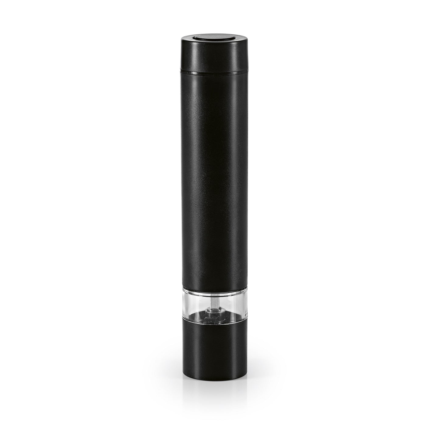 Salz- & Pfeffermühle 2-tlg. elektrisch mit Keramikmahlwerk, schwarzes elegantes Design, einfache Einhand-Bedienung und Nachfüllöffnung.