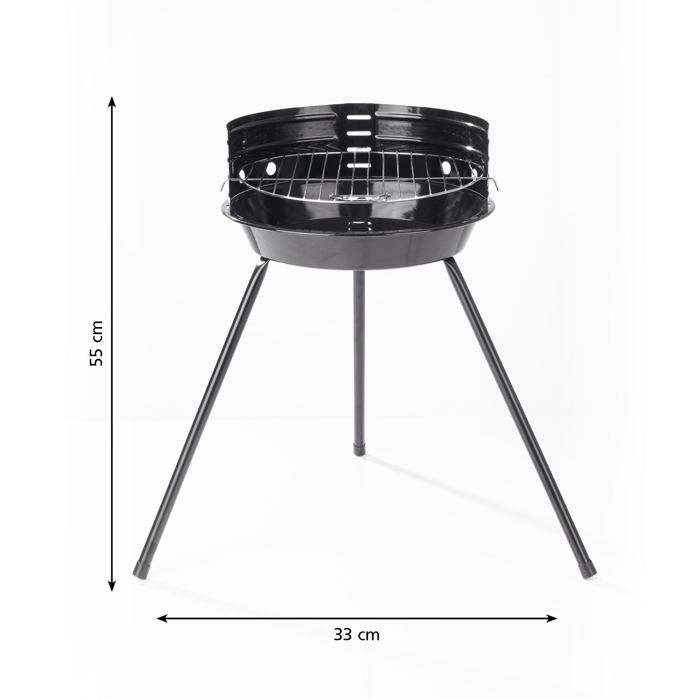 Rundgrill - 30 cm Holzkohlegrill mit emaillierter Feuerschüssel, höhenverstellbarem Rost und pulverbeschichteten Stahlbeinen