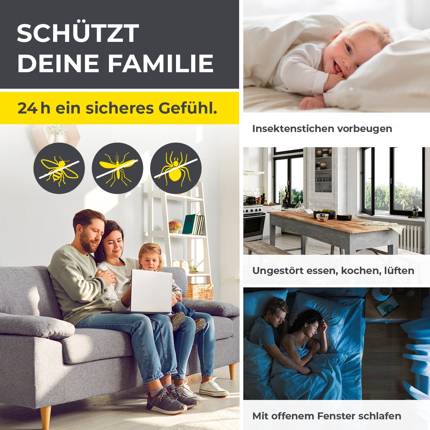 Insektenschutzgitter mit Magnetbefestigung 2er-Set 130 x 150 cm Weiß schützt Familie vor Insekten für mehr Komfort und Sicherheit zu Hause