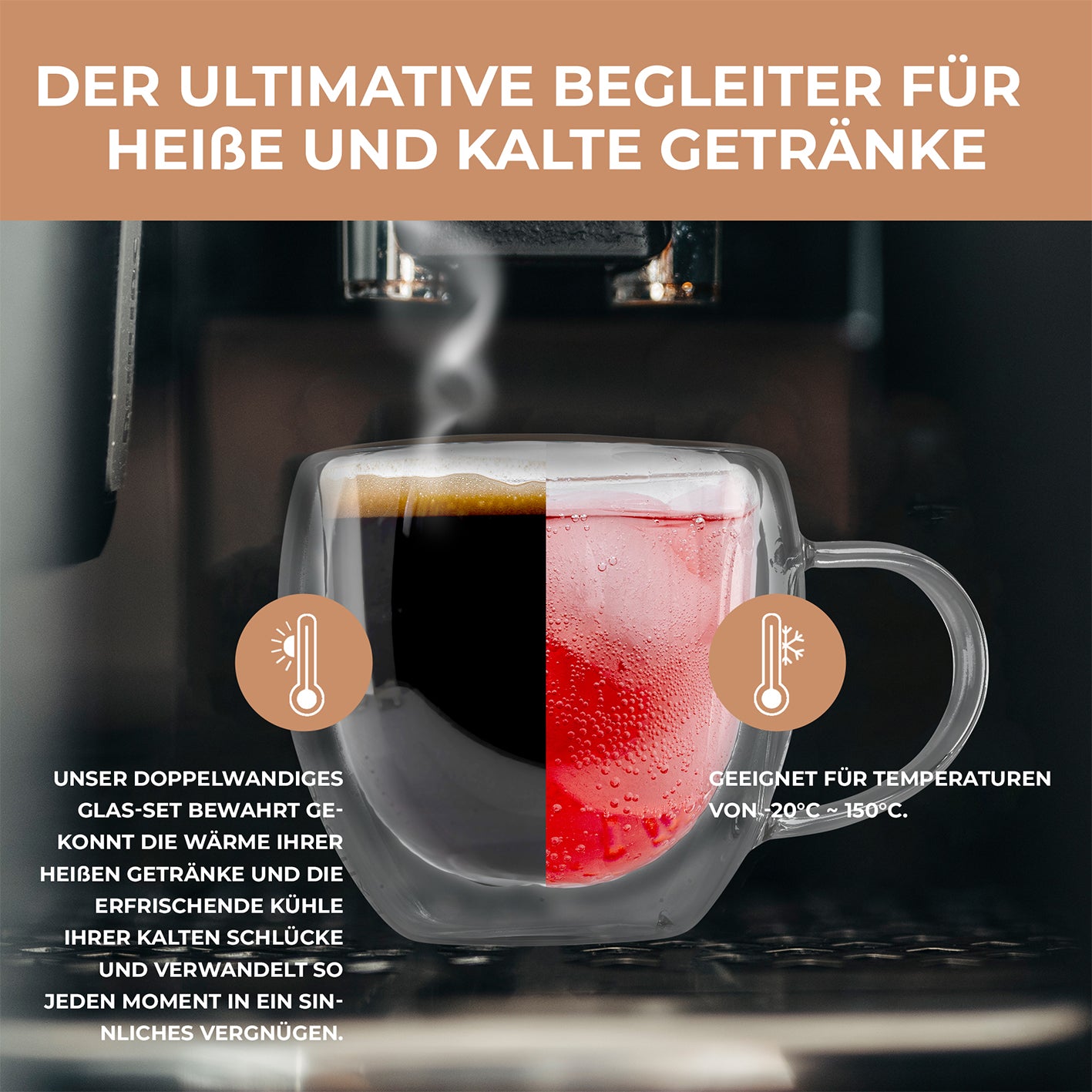 Latte Macchiato Gläser - 6er-Set - 330 ml: Doppelwandige, hitze- und kältebeständige Gläser für heiße und kalte Getränke.