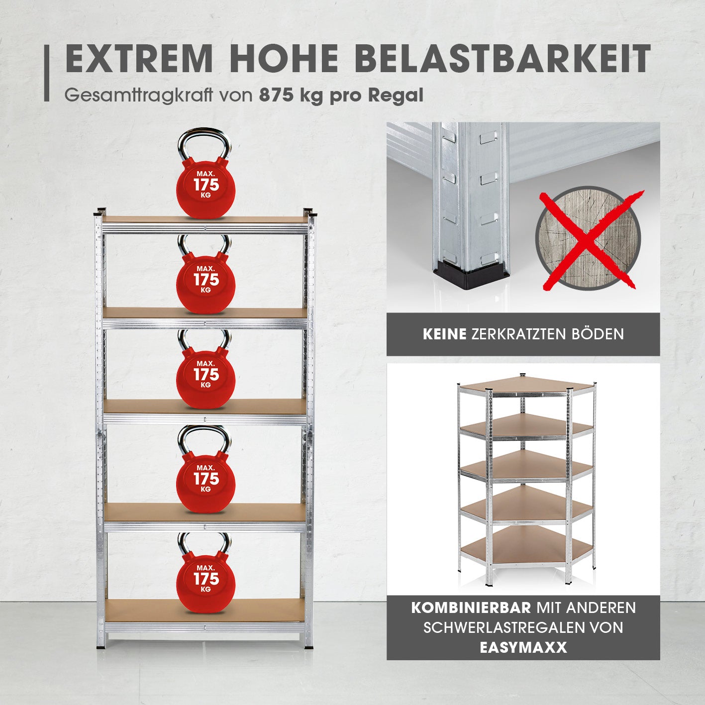 Schwerlastregal & Werkbank 2er-Set, 180x90x40 cm, 1750 kg Traglast, stabile Metallkonstruktion, hohe Belastbarkeit, bodenschonend.