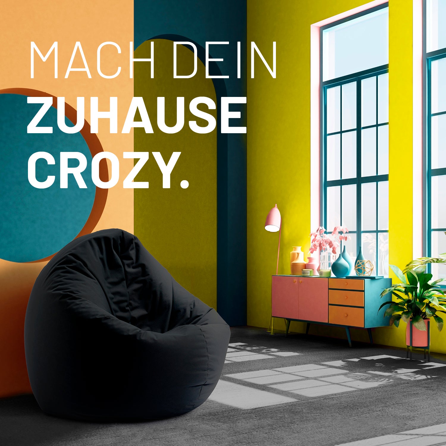Sitzsack Drops (300 L) - Schwarz, moderner und multifunktionaler Sitzsack für drinnen und draußen, leicht und pflegeleicht.