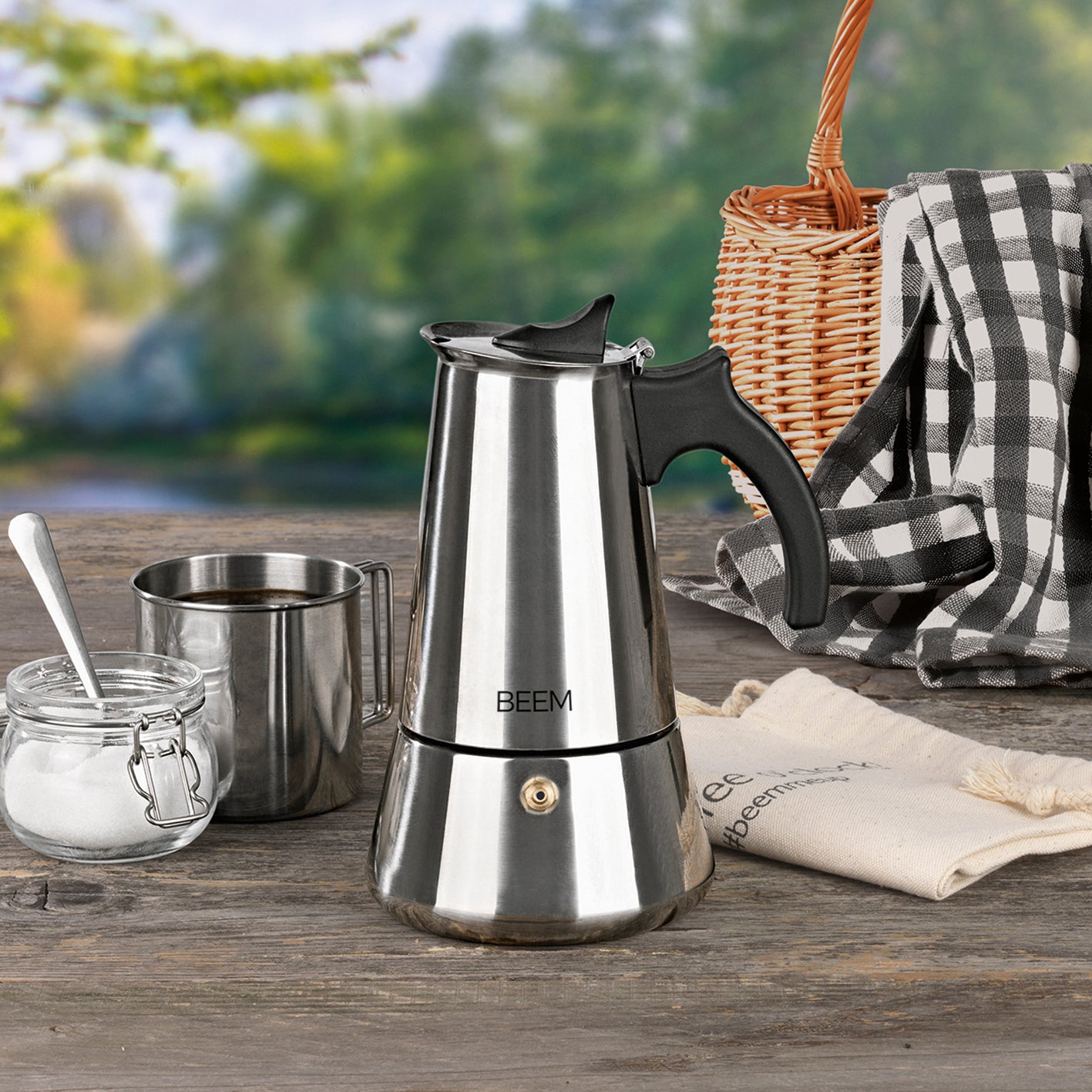 ESPRESSOMAKER - Espressokocher - 6 Tassen aus Edelstahl, 100 % aluminiumfrei, perfekt für Induktion und Gasherd, inklusive Baumwollbeutel.