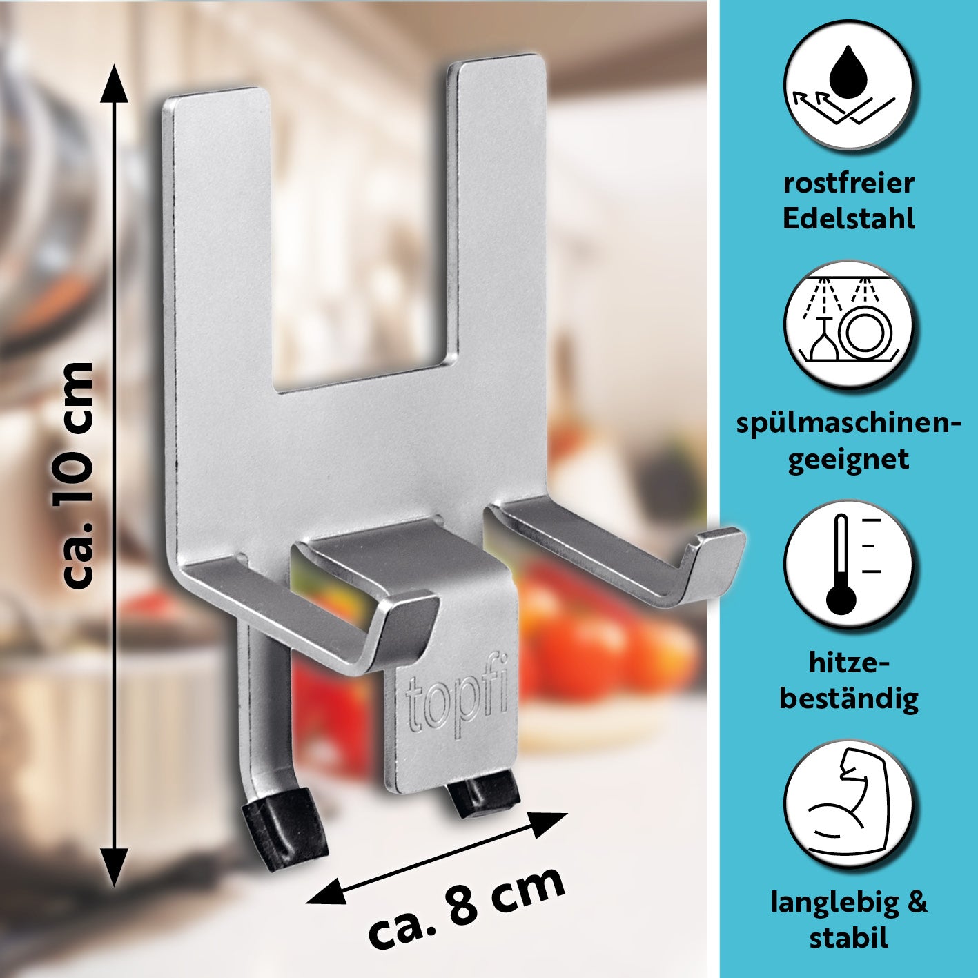 Topfdeckelhalter für Töpfe & Pfannen - 2er-Set aus Edelstahl, hitzebeständig, spülmaschinengeeignet und mit rutschfesten Silikonfüßen.