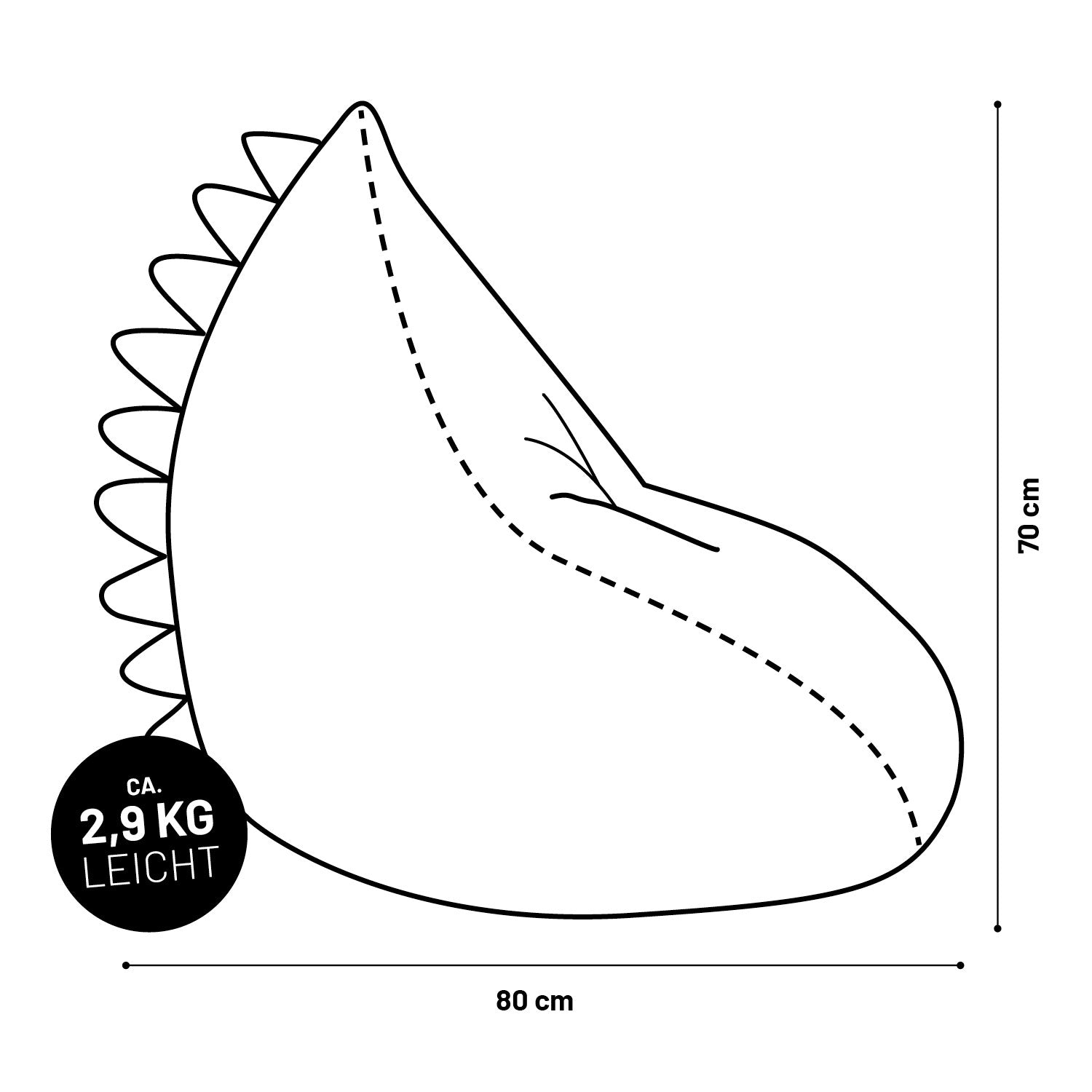 Kindersitzsack Animal Line Monster (180 L) Senfgelb, 80x70 cm, leicht, wasserabweisend, kuschelig, ideal für drinnen und draußen.