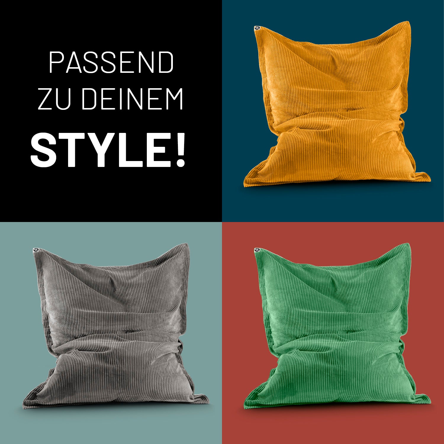 Sitzsack Classic XXL aus der LUMALAND Cord-Reihe - 380 L - 140 x 180 cm - Blau, kuscheliger Cord mit modernem Design.