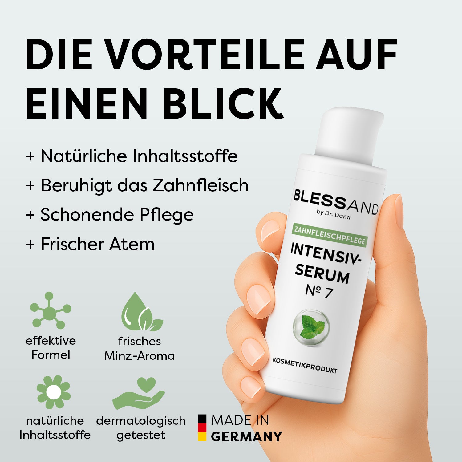 Mundpflege Nr. 7 - 10 ml Intensiv-Serum mit natürlichen Inhaltsstoffen für sanfte Pflege und frischen Atem bei Zahnfleischproblemen.