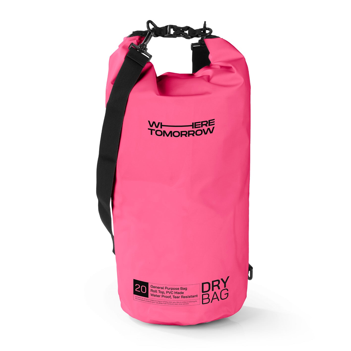 Dry Bag 20L - Style 01 - Pink, wasserdichter Outdoor-Rucksack mit Rolltop und verstellbarem Schultergurt für vielseitige Abenteuer.