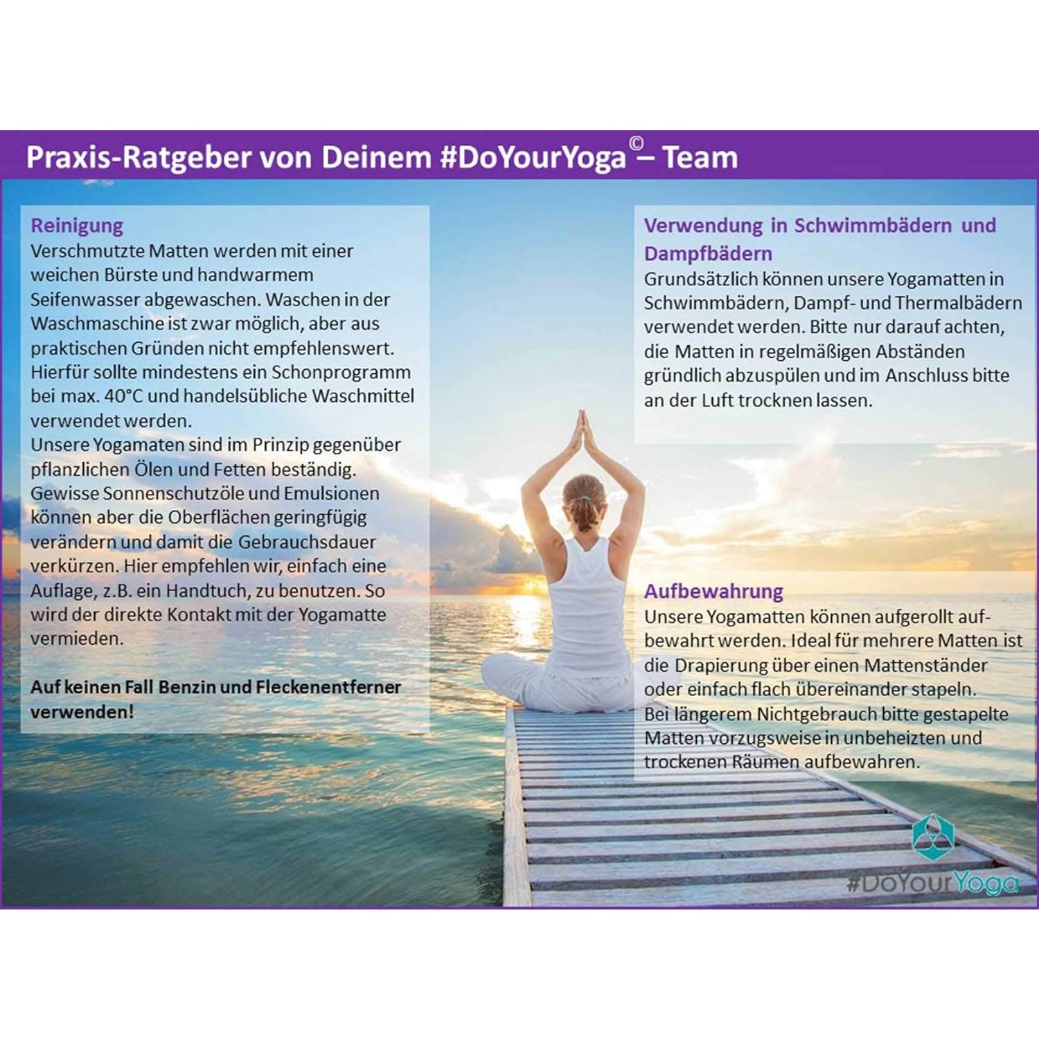 Yogamatte Yoganidra - 183 x 61 x 0,4 cm, hautfreundlich, rutschfest, einfach zu reinigen und ideal für Yoga und Fitness.