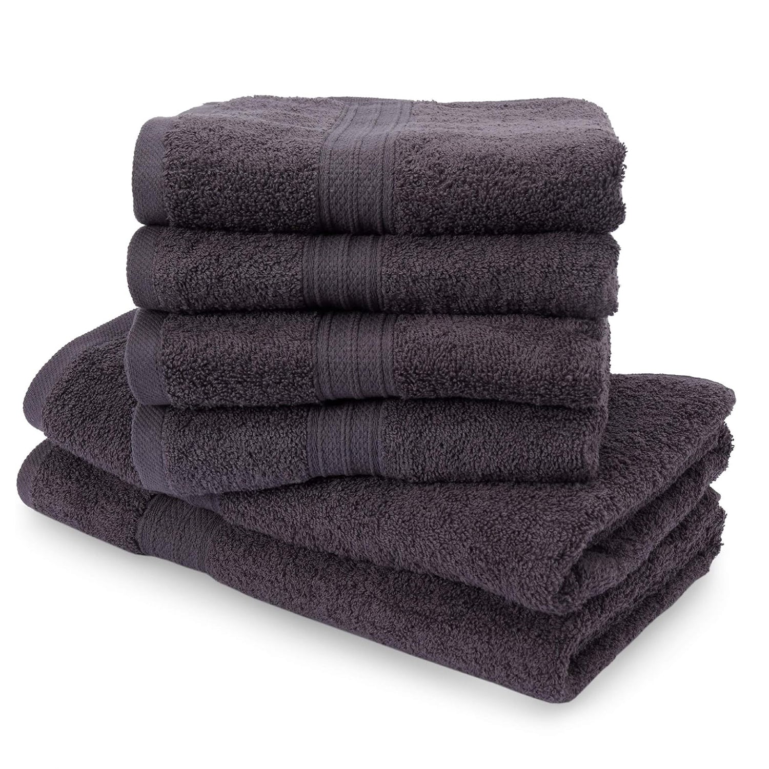 Premium Handtücher 6er-Set - 4 Handtücher 50 x 100 cm und 2 Badetücher 70 x 140 cm in Grau aus 100 % Baumwolle Frottee.