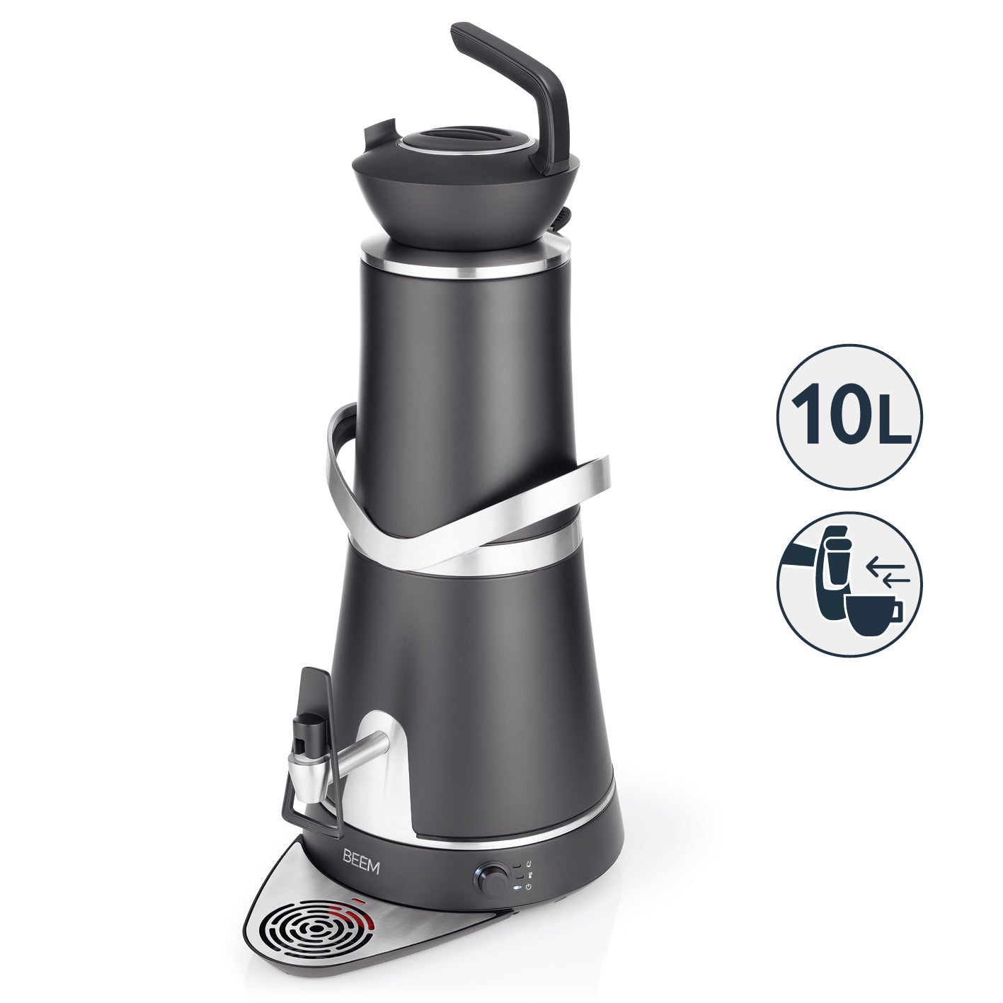 Samowar Amira mit Dispenser 10l - 2000W - schwarz matt, energieeffizient, praktisch für Heißwasser und Tee im Profi-Gastrobereich.