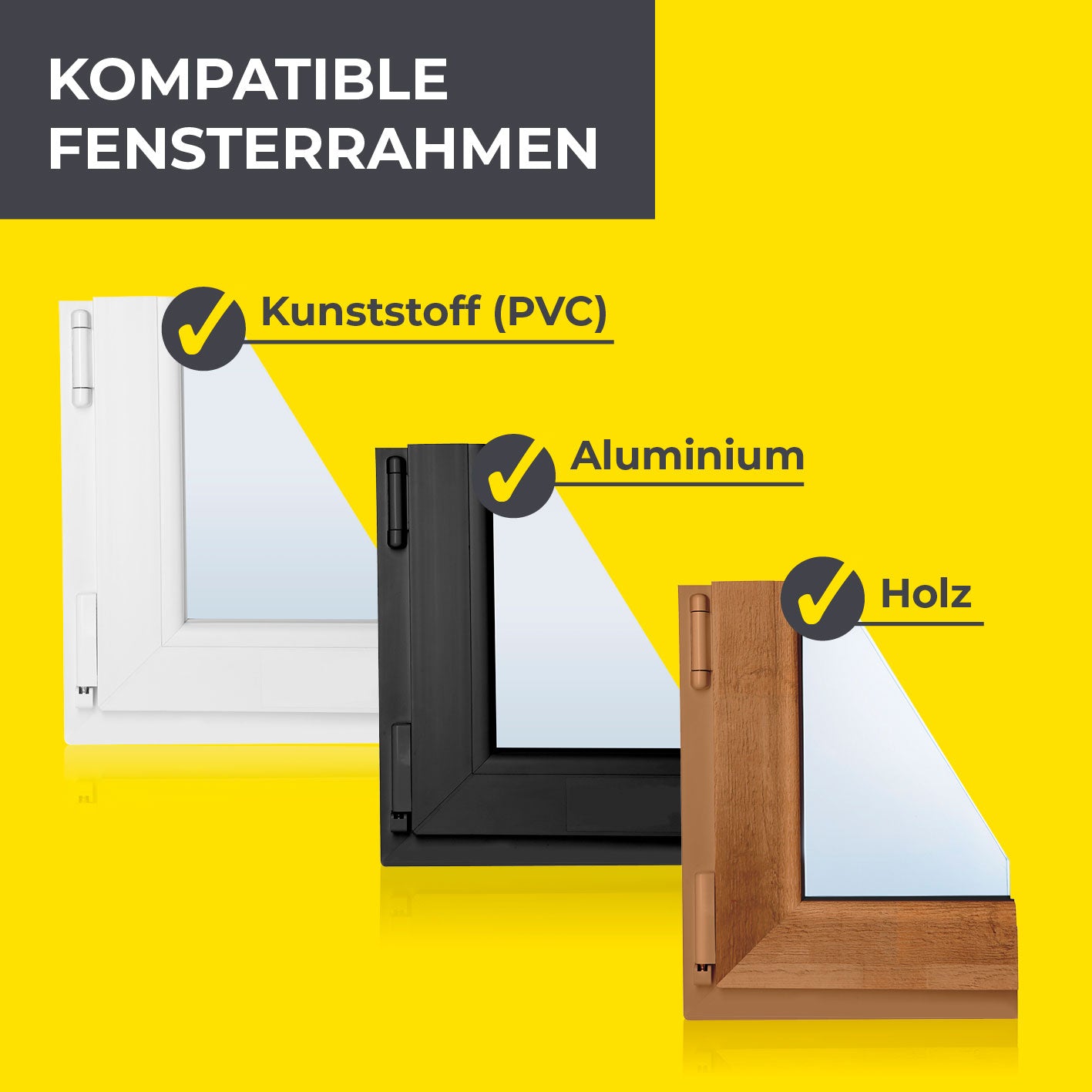 Insektenschutzgitter mit Klettbefestigung - 2er-Set kompatibel mit Kunststoff, Aluminium und Holzfensterrahmen.