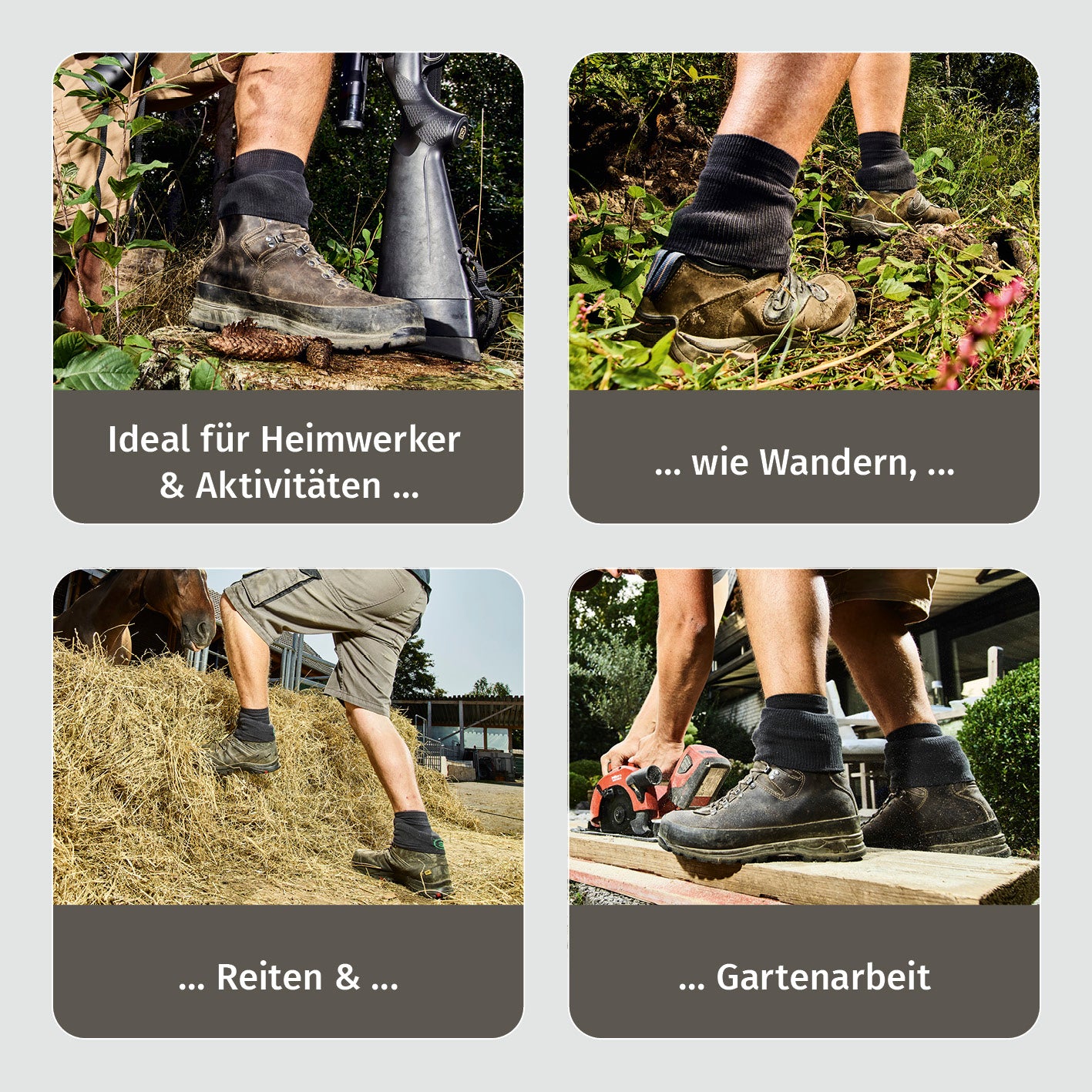 Funktions-Socke mit Doppelschaft - 2er-Set - Größe 40-43, ideal für Heimwerker, Wandern, Reiten und Gartenarbeit.