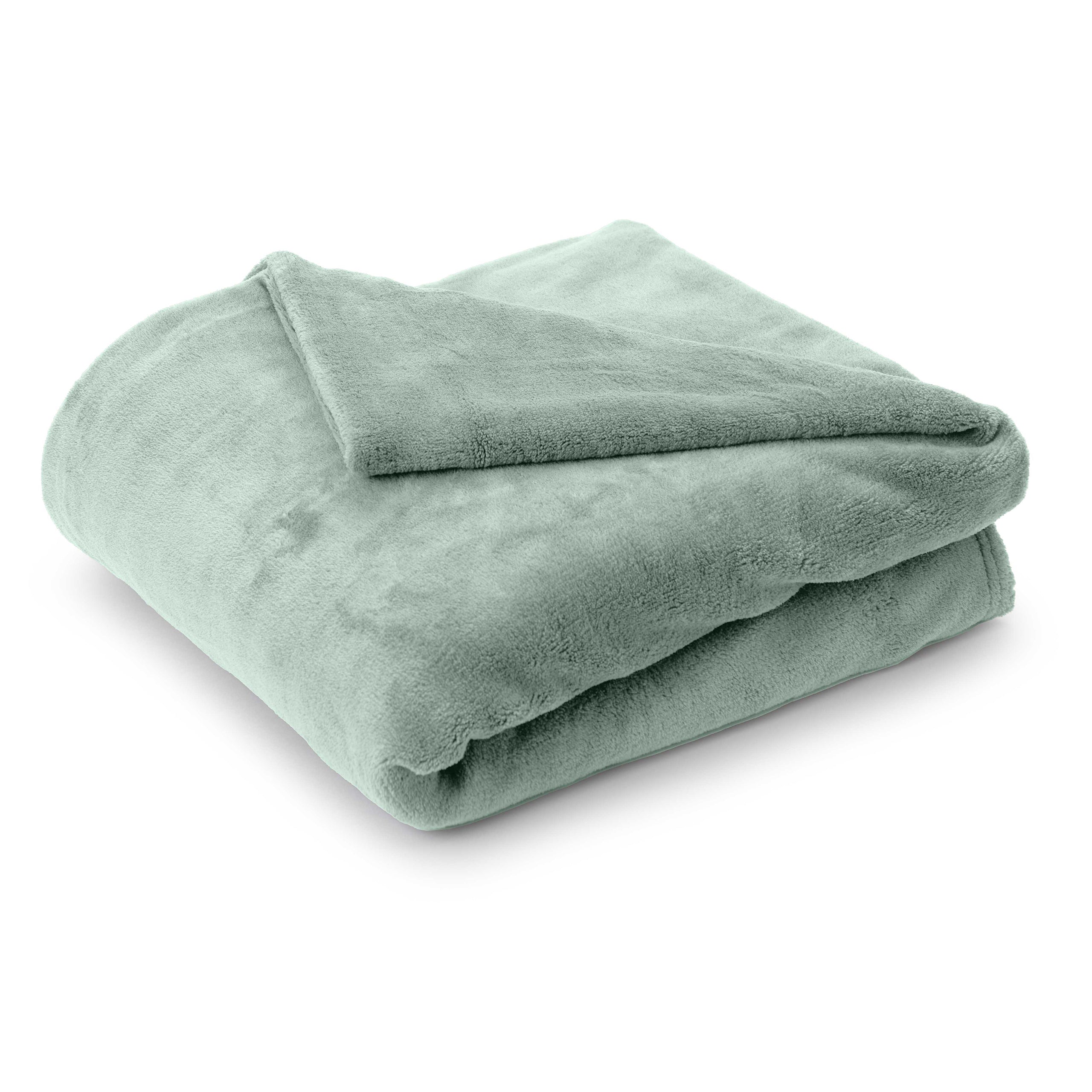 Kuscheldecke - 220x240 cm - Sofadecke & Tagesdecke - Aloegrün, weich, pflegeleicht, aus Coral-Fleece, ideal für Sofa oder Doppelbett.