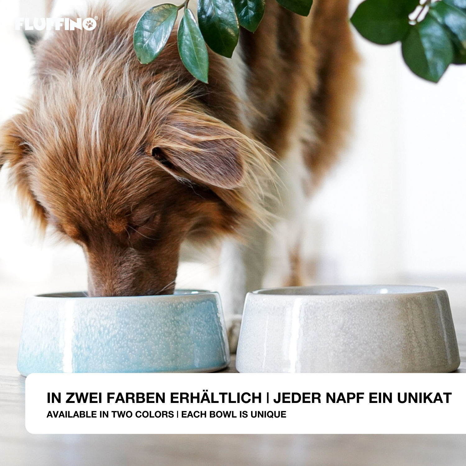 Hundenapf / Futternapf Keramik - 800 ml blau, handgearbeitete Farbglasur, lebensmittelecht, spülmaschinenfest, für kleine und mittelgroße Hunde.