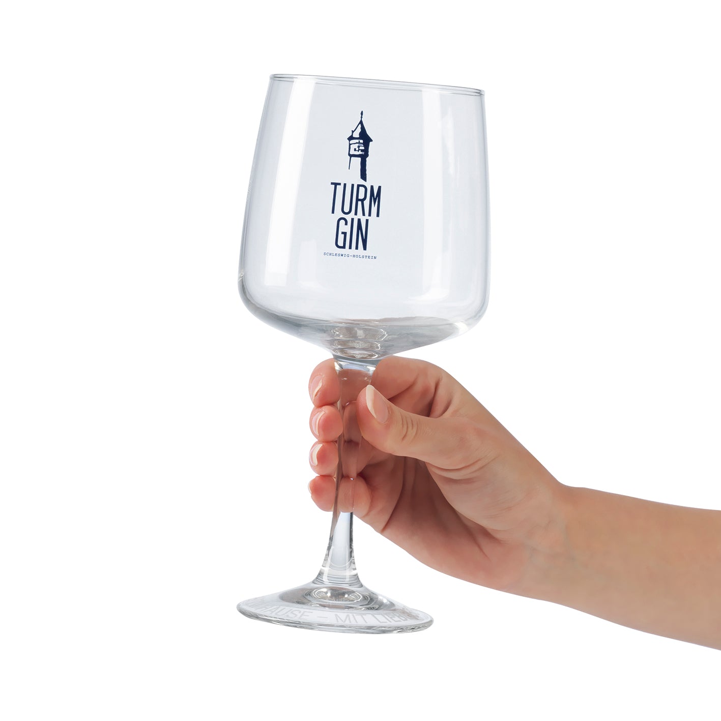 Copa Glas mit Logo - 720 ml - 2er-Set, großes Stilglas im TURM GIN Design, ideal für Gin und Cocktails, spülmaschinengeeignet.