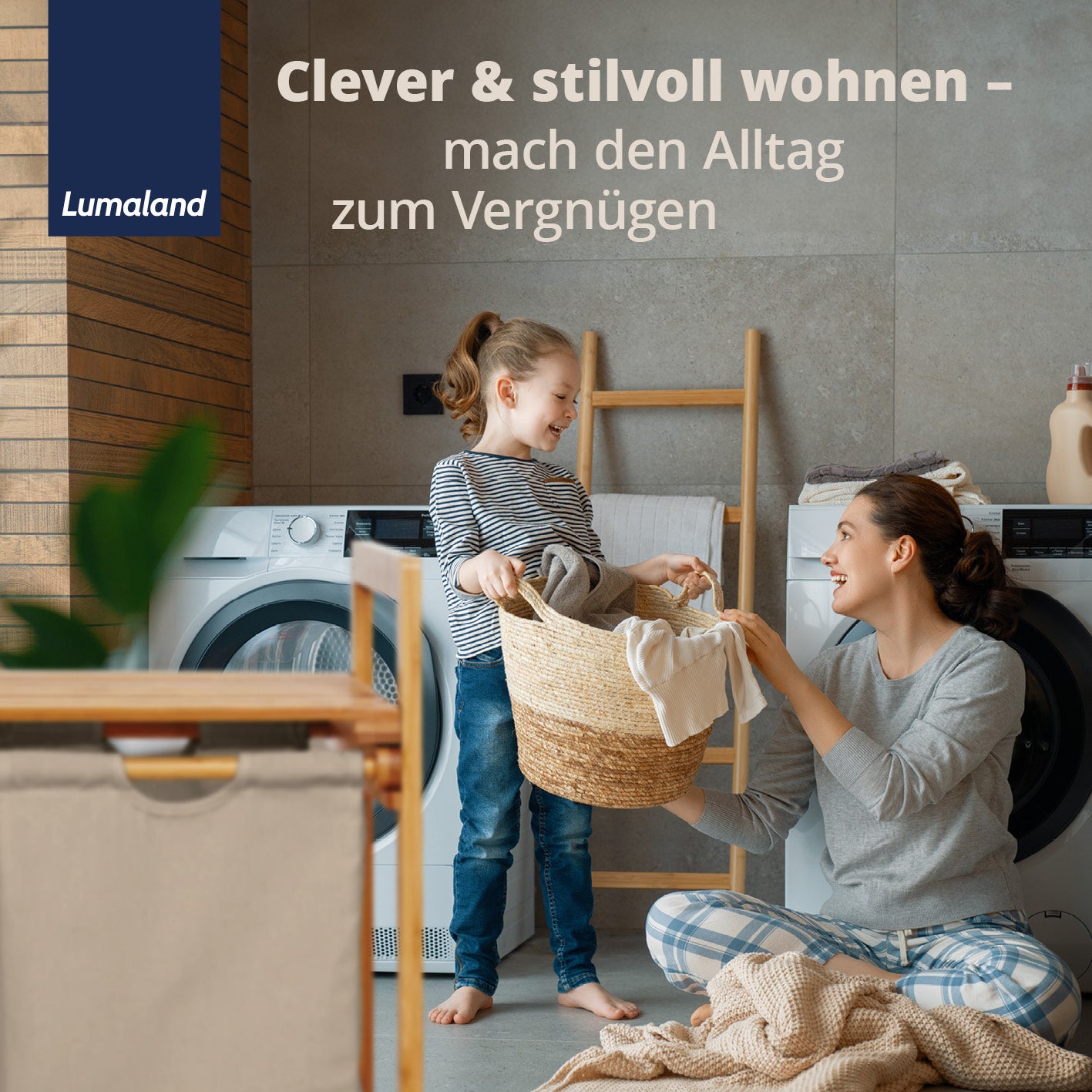Bambus Wäschekorb mit 2 ausziehbaren Wäschesäcken - 73 x 64 x 33 cm - Grau, stilvoller und praktischer Wäschekorb aus Bambus.