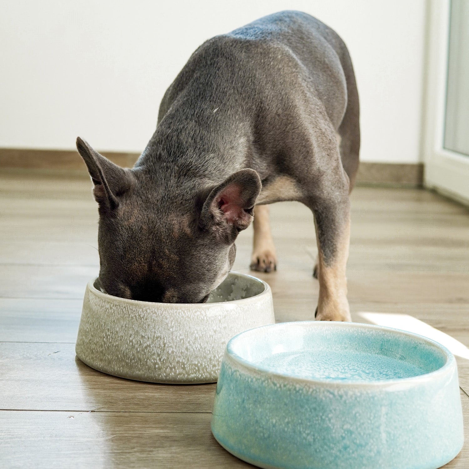 Hundenapf / Futternapf Keramik - 800 ml - Lebensmittelecht - Grau mit handgefertigter Glasur, ideal für kleine und mittelgroße Hunde.