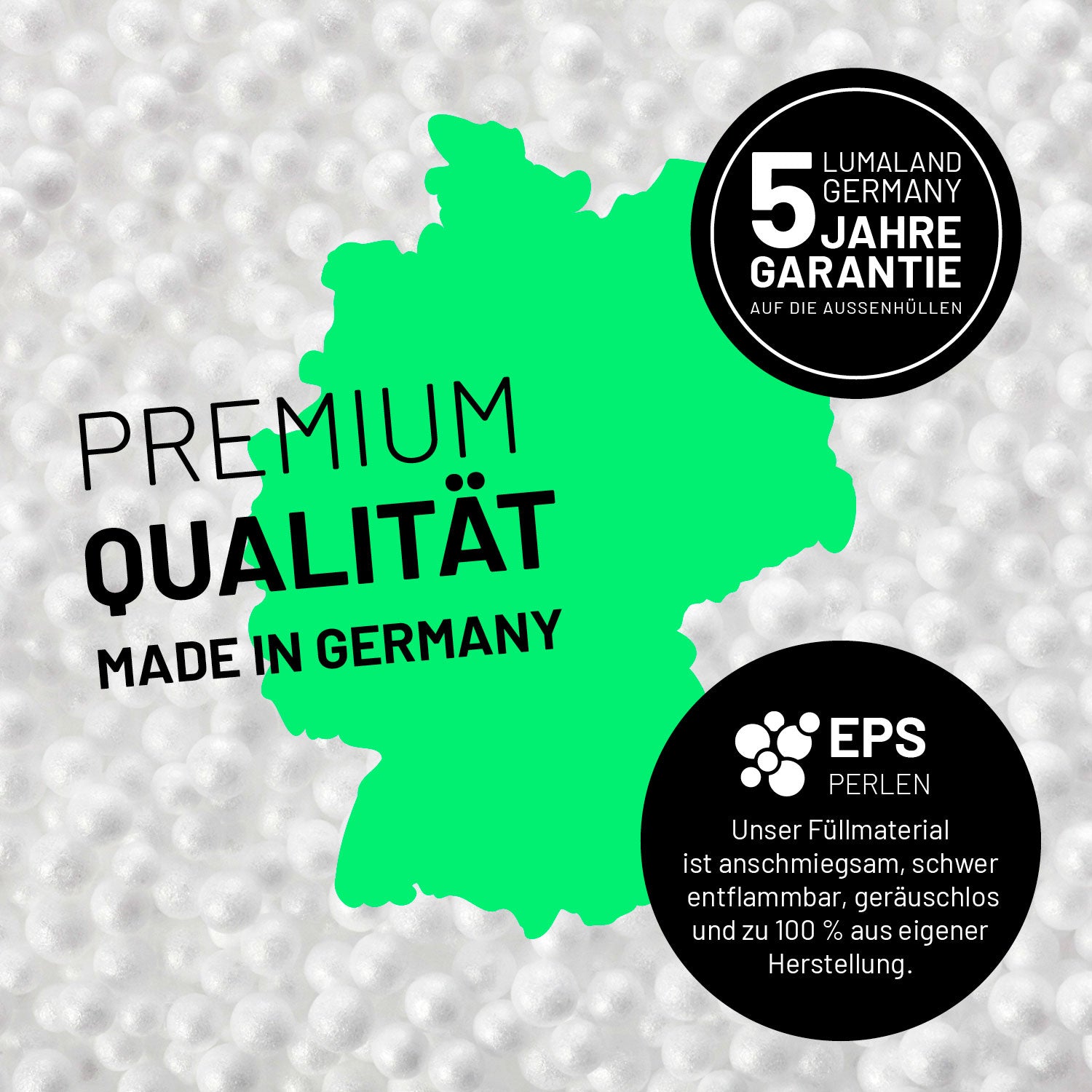 XXL Microvelours Sitzsack (380 L) in Royalblau, Premium Qualität made in Germany mit 5 Jahren Garantie und EPS Füllmaterial von Lumaland.
