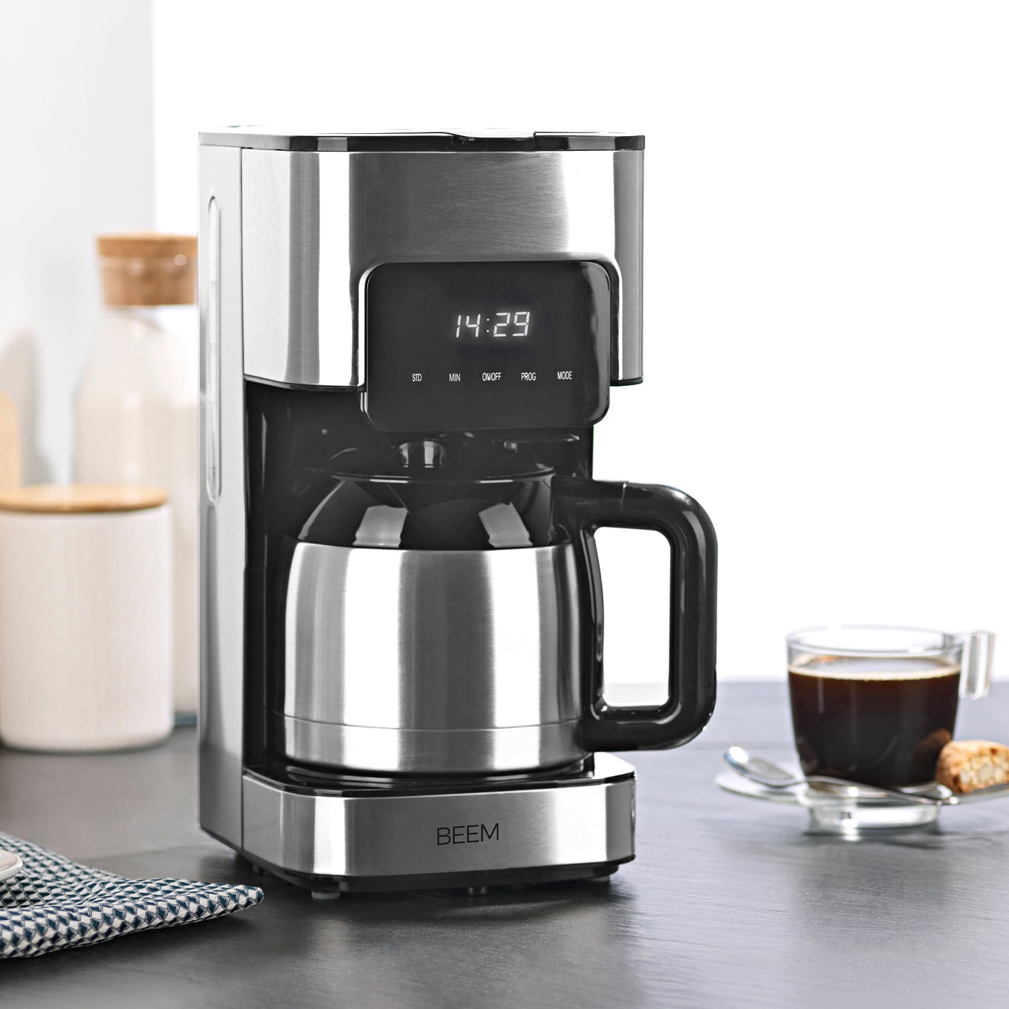 FRESH-AROMA-TOUCH Filterkaffeemaschine - Thermo mit Edelstahl-Design, Thermokanne und LED-Touch-Display für schnellen Kaffeegenuss.