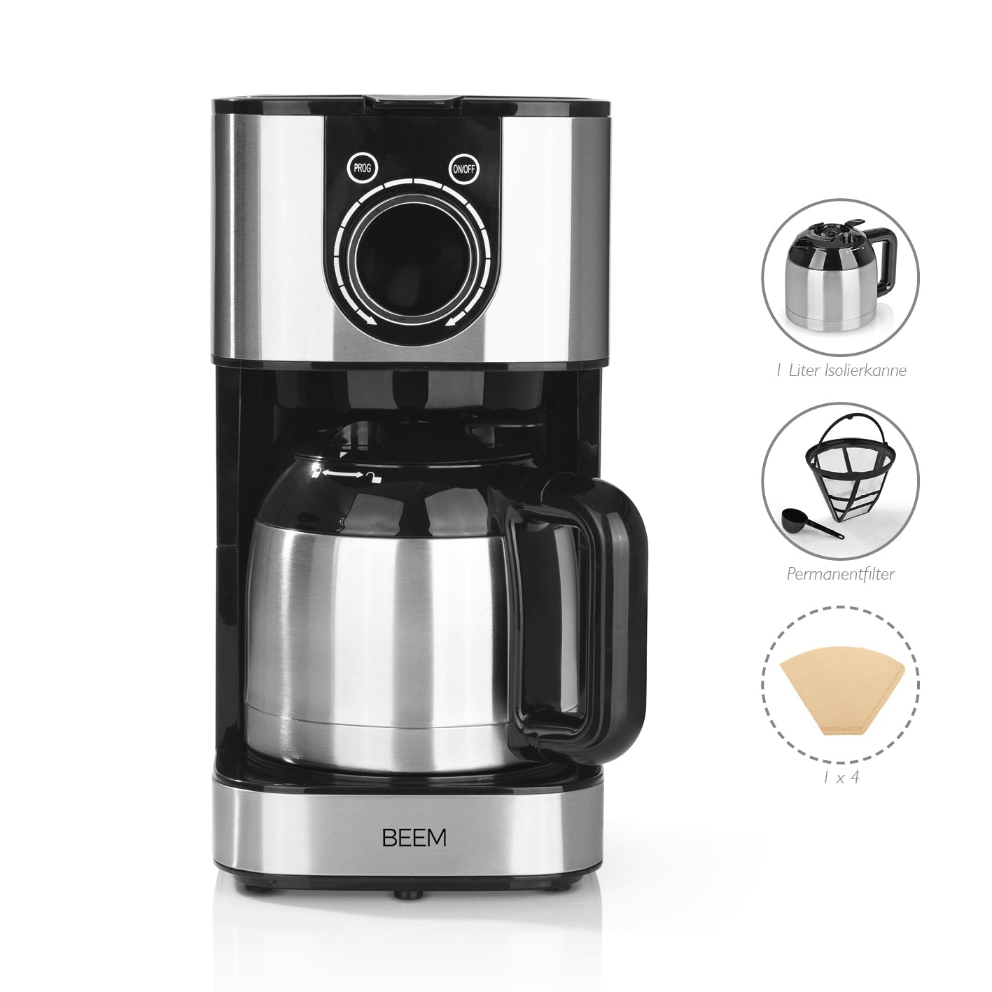 Kaffeemaschine Fresh-Aroma-Switch Thermo mit LED-Touch-Display, Timer, 1 Liter Isolierkanne und Permanentfilter.