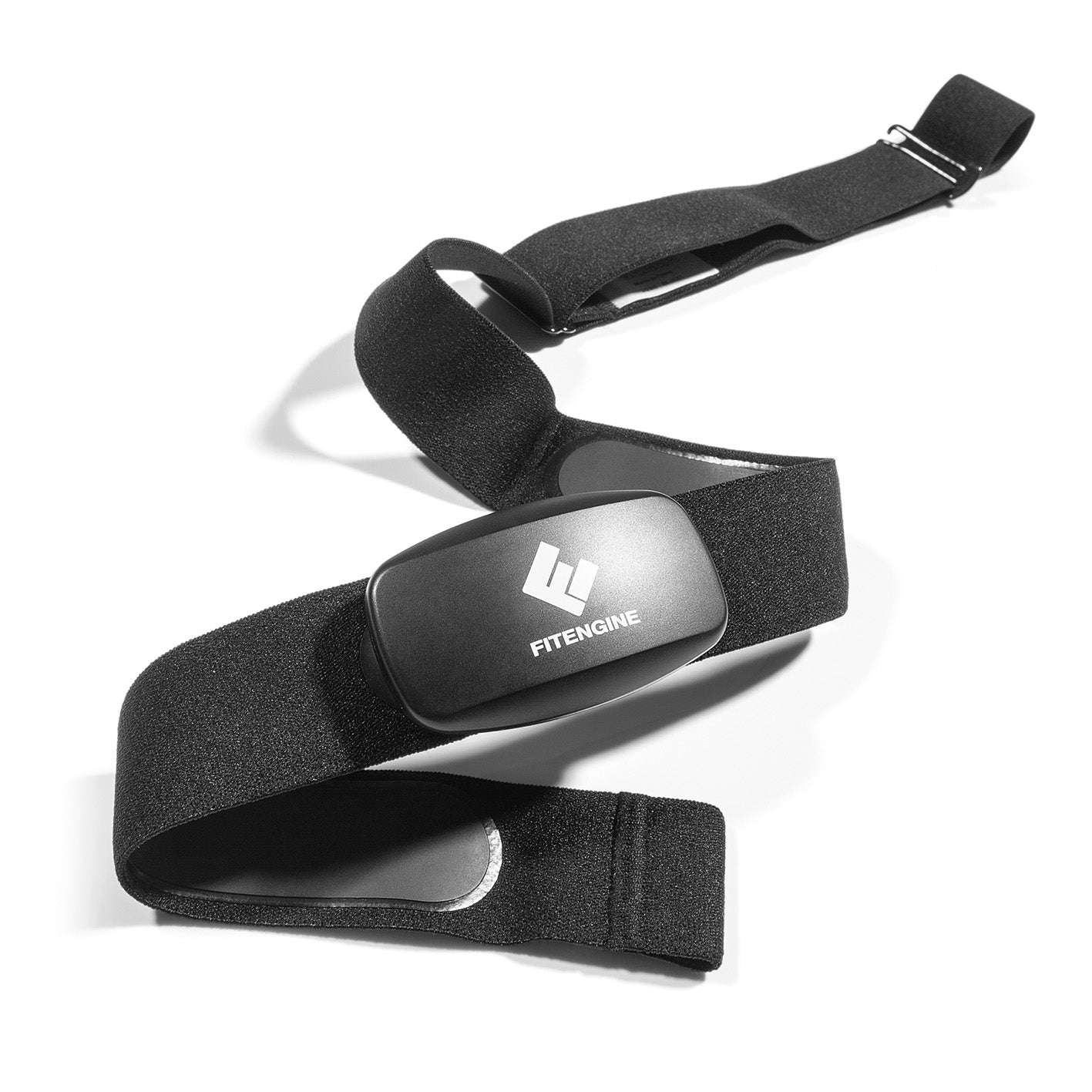 Herzfrequenzmesser mit abnehmbarem Pulsmesser und verstellbarem Textilband, kompatibel mit Bluetooth für IOS und Android.