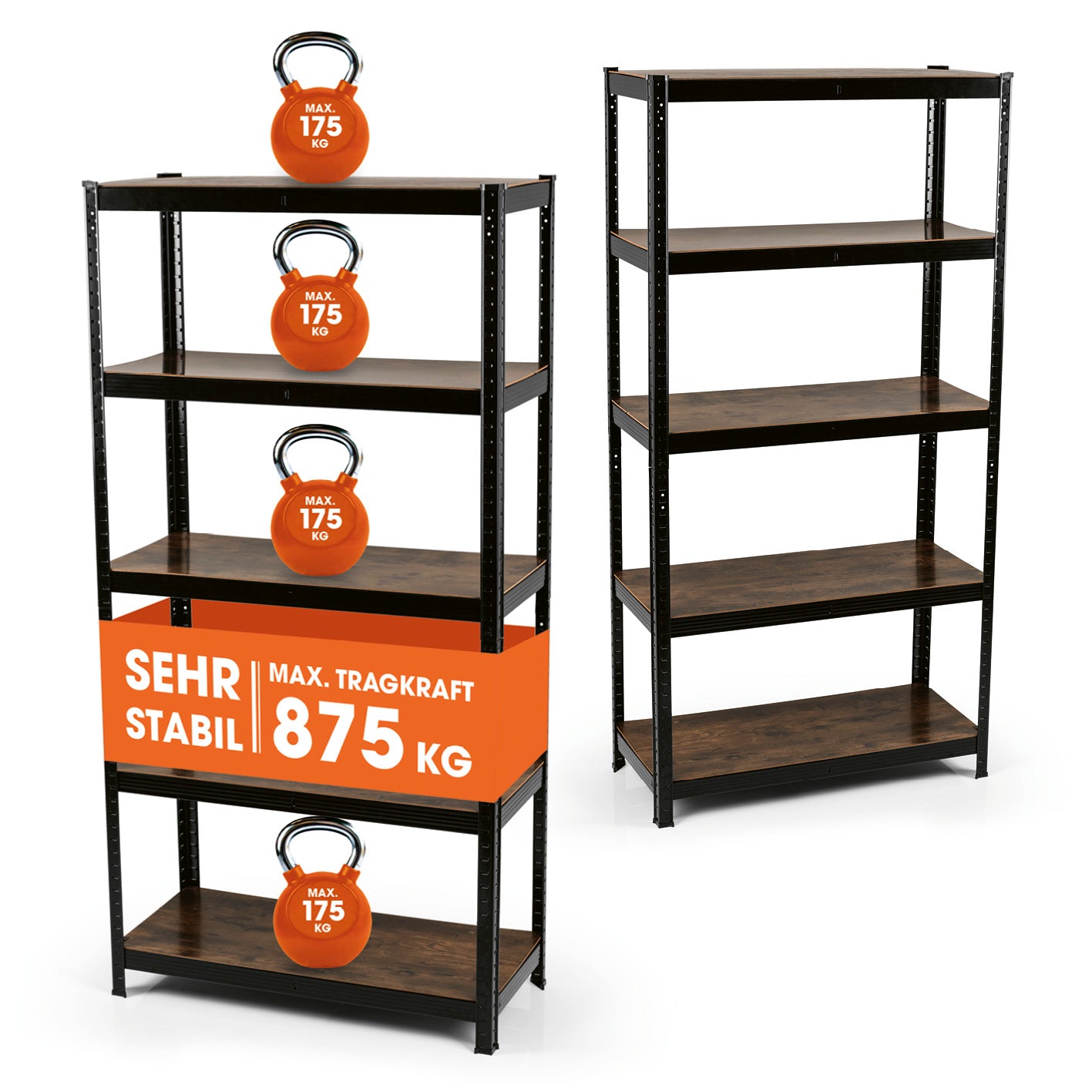 2 in 1 Schwerlastregal & Werkbank - 2er-Set - 180 x 90 x 40 cm - Holzoptik mit hoher Tragkraft und stabilem Metallgestell