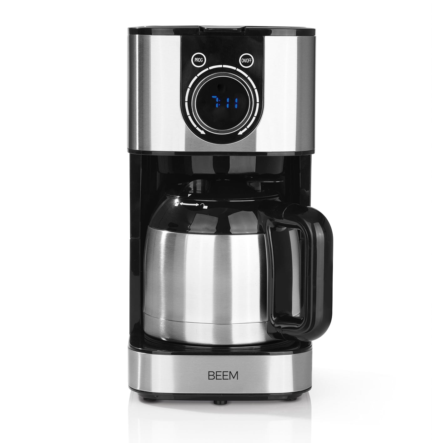 Kaffeemaschine Fresh-Aroma-Switch Thermo mit LED-Touch-Display, Timer, doppelwandiger Isolierkanne und modernem Edelstahl-Design.