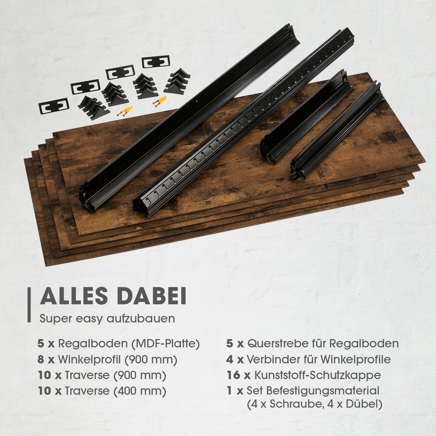 2 in 1 Schwerlastregal & Werkbank - 2er-Set - 180 x 90 x 40 cm - Holzoptik mit MDF-Platten und Stahlrahmen, einfache Montage, Zubehörübersicht.
