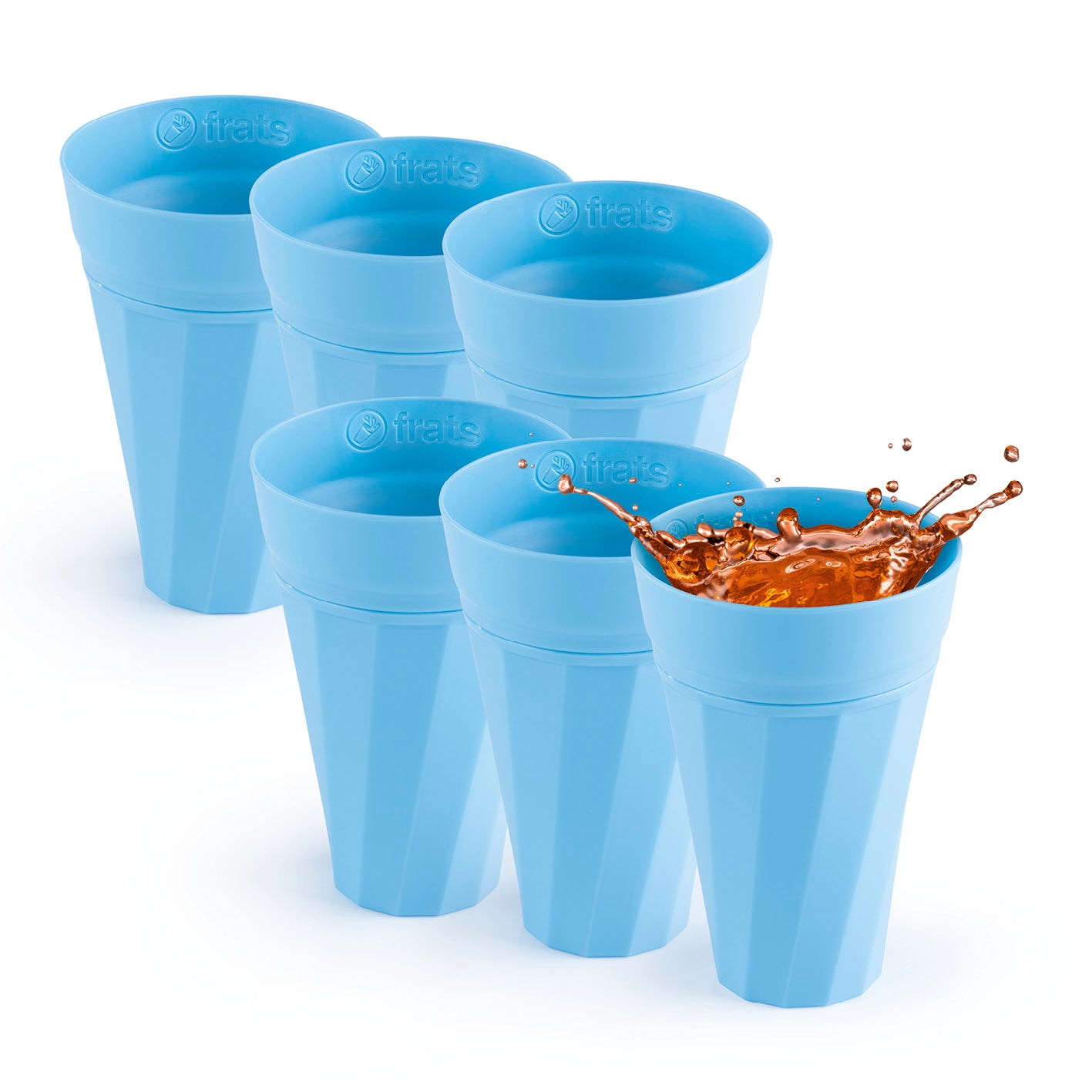 Trinkbecher 300ml - Selbstkühlend - 6er-Set - Blau, doppelwandig, mit Kühlflüssigkeit, 300 ml, spülmaschinengeeignet, ohne Eisverwässerung.