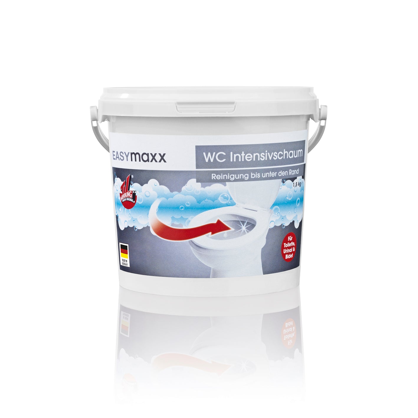 WC Intensiv-Schaum selbstreinigender Kraftschaum für Toilette, Urinal und Bidet mit effektiver Reinigung bis unter den Rand, 1,5kg Pulver.