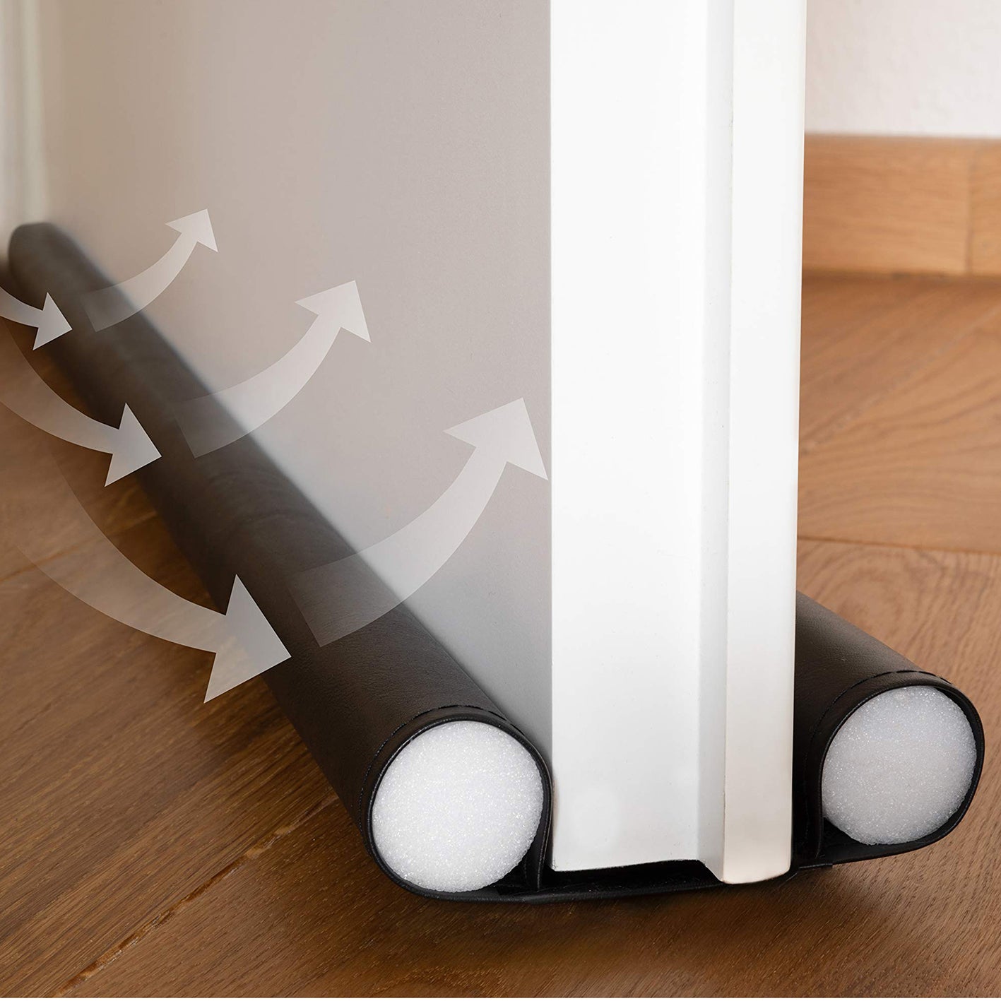 Zugluftstopper für Türen 2er-Set schützt effektiv gegen Zugluft, Kälte, Lärm und lässt sich individuell zuschneiden.