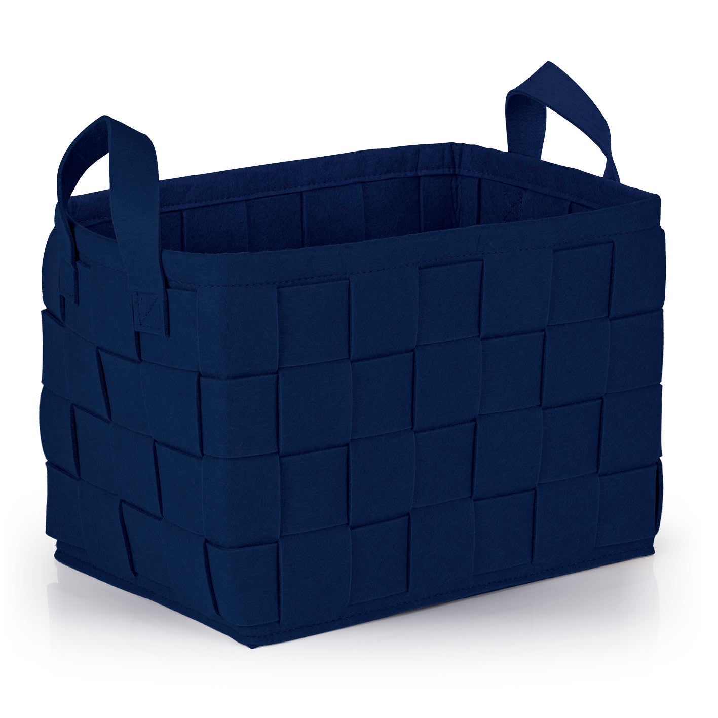 Filz-Aufbewahrungstasche M - 35 x 25 x 25 cm - Dunkelblau, moderner, faltbarer Aufbewahrungskorb mit Tragegriffen und strapazierfähigem Filz.