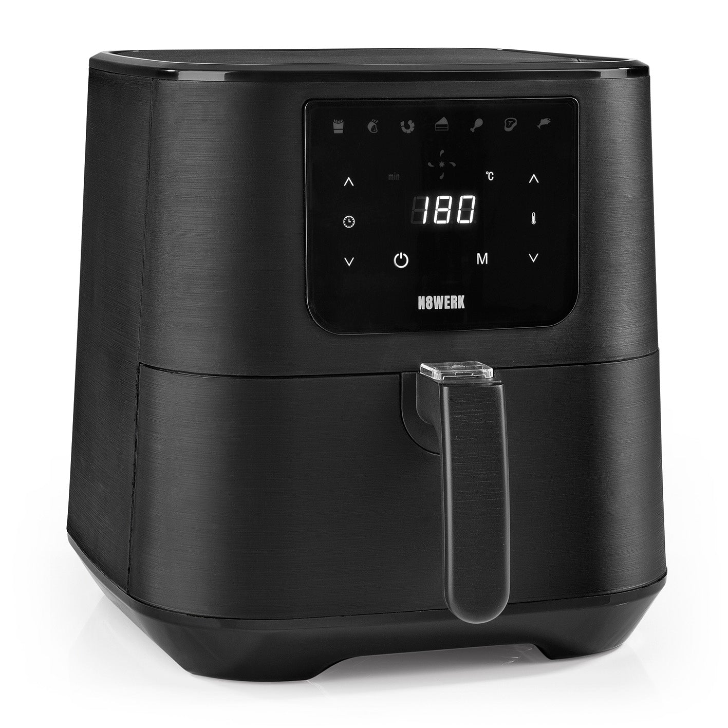 Heißluft-Fritteuse in der Midnight Edition mit digitalem Touch-Display, 7 Programmen für fettarmes Frittieren, Grillen und Backen.