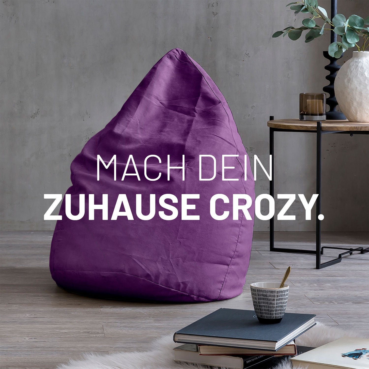 Luxury XL PLUS Sitzsack (220 L) in Lila, hochwertiges Material, ergonomisch, perfekt für drinnen, große 380L Füllung, waschbarer Bezug.