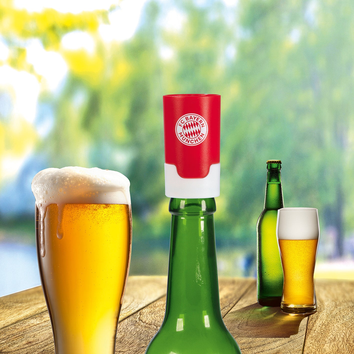 Bier-Aufbereiter im FC Bayern München - 3er-Set für milden Biergeschmack und Schutz vor Insekten auf handelsüblichen Flaschen.
