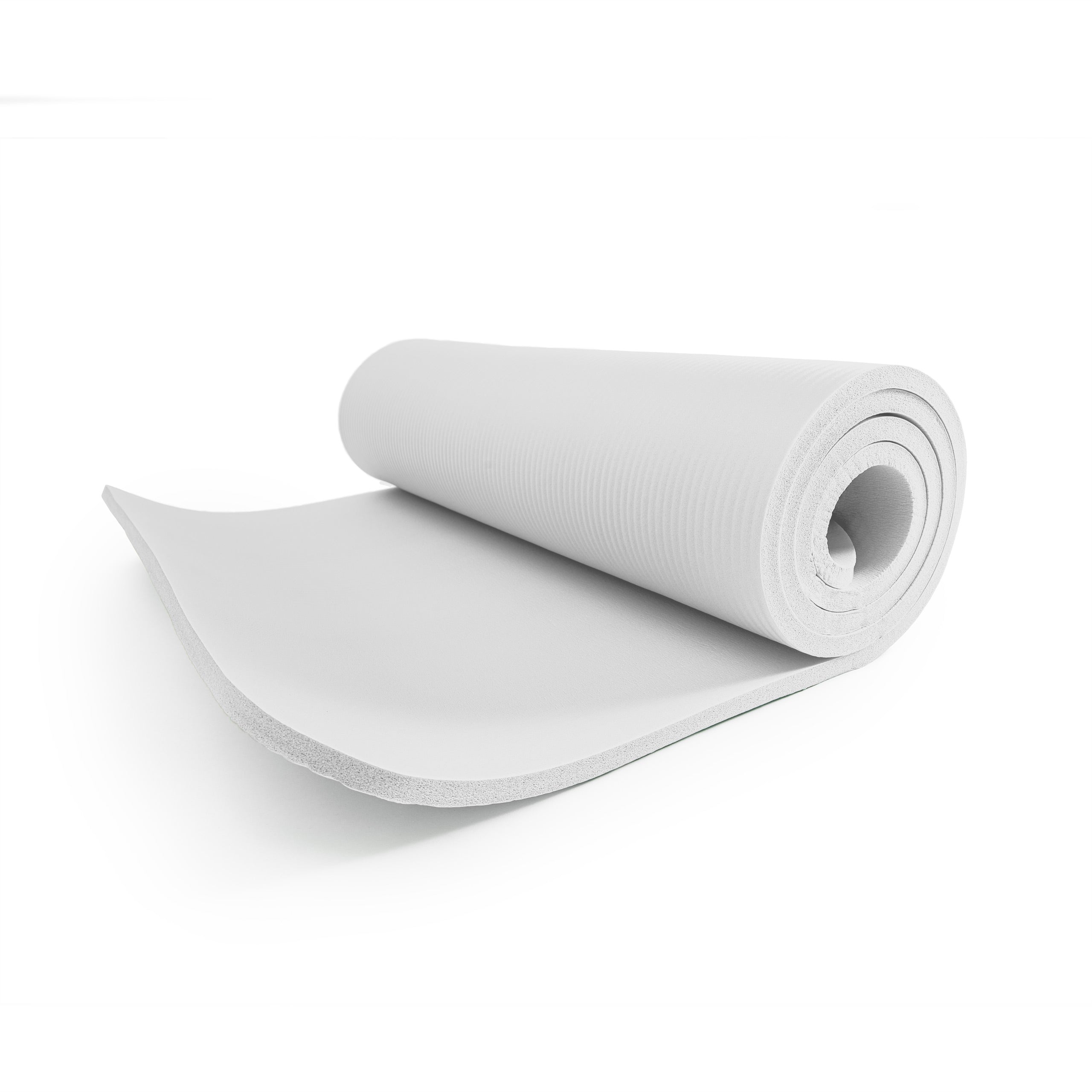 Fitness- & Gymnastikmatte - 183 x 61 x 1,2 cm - Weiß, rutschfest, robust, leicht und ideal für Yoga und Gymnastik indoor und outdoor.